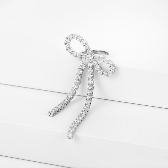 Ribbon Bow Ear Cuff Platinum Plated Ear Clip Ear Claw - Picture 4 of 9